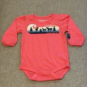 Carhartt Coral baby 6 month Bodysuit with horses